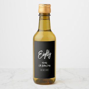Étiquettes Pour Bouteilles De Vin Black & White   Chic Eighty 80e anniversaire
