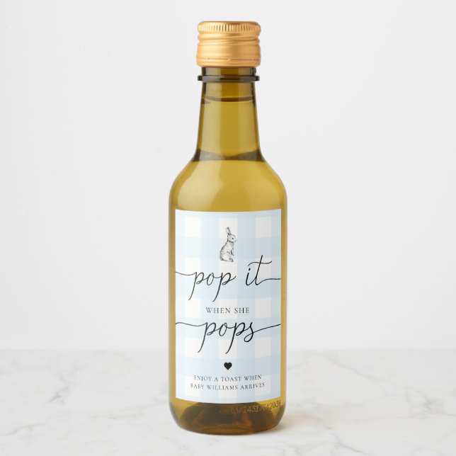 Étiquettes Pour Bouteilles De Vin Bleu En vichy Lapin Lapin Pop It When She Pops (Devant)