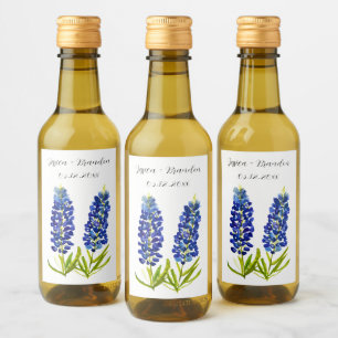 Étiquettes Pour Bouteilles De Vin Bluebonnets Aquarelle Bleu Fleur Floral Mariage