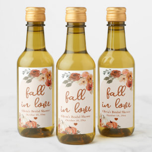 Étiquettes Pour Bouteilles De Vin Boho Fall in Love Terracotta Citrouille Fête des m