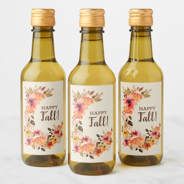 Étiquettes Pour Bouteilles De Vin Bonne Chute ! Automne Floral Swag Mini (Bouteilles)