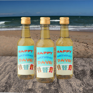 Étiquettes Pour Bouteilles De Vin Bonne fête de plage d'anniversaire personnalisé
