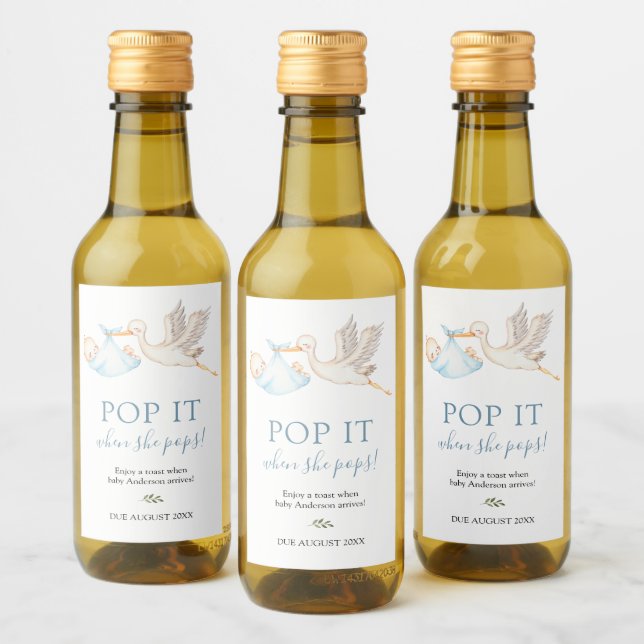 Étiquettes Pour Bouteilles De Vin Boule bleue Pop it quand elle Pops (Bouteilles)