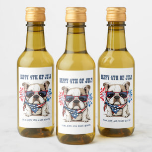 Étiquettes Pour Bouteilles De Vin Bouledogue 4 juillet Jour de l'Indépendance Rouge
