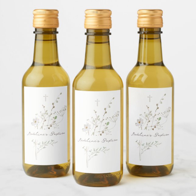 Étiquettes Pour Bouteilles De Vin Bouquet délicat fleur sauvage Baptême (Bouteilles)