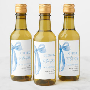 Étiquettes Pour Bouteilles De Vin Bow Bleu Dusty Salue La Fête des mariées Future
