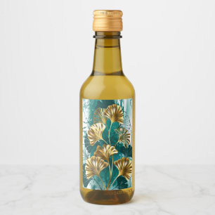 Étiquettes Pour Bouteilles De Vin Branche avec Feuilles d'or Ginko Biloba