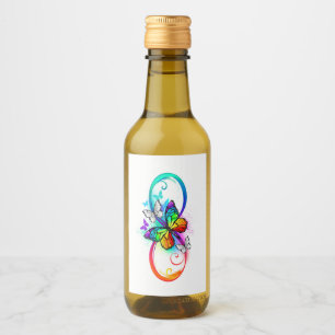 Étiquettes Pour Bouteilles De Vin Bright infinity with rainbow butterfly