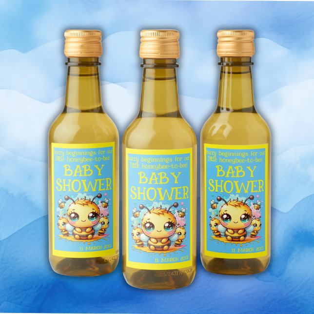 Étiquettes Pour Bouteilles De Vin Buzzy débutants Baby shower abeille-à-abeille | (Créateur téléchargé)