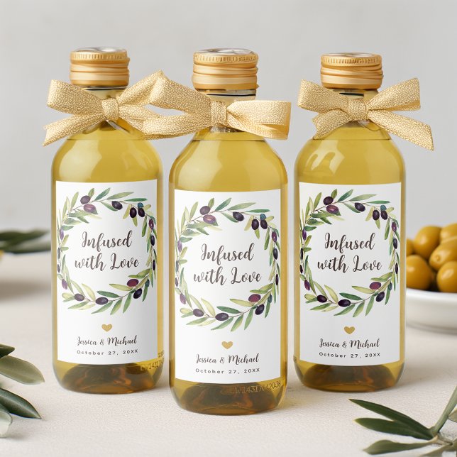 Étiquettes Pour Bouteilles De Vin Cadeaux de mariage à l'huile d'olive en couronne,  (Créateur téléchargé)