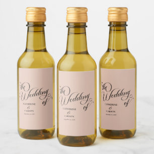 Étiquettes Pour Bouteilles De Vin Calligraphie moderne Mariage beige