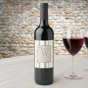 Étiquettes Pour Bouteilles De Vin Cardinaux amusants dans les bouleaux Monogramme W