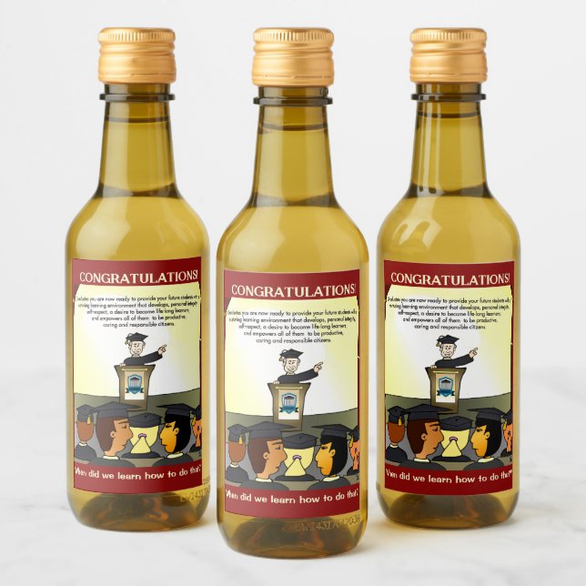 Étiquettes Pour Bouteilles De Vin Carte plate pour diplômés (Bouteilles)