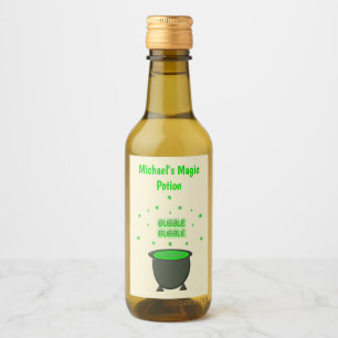 Étiquettes Pour Bouteilles De Vin Cauldron et Bubbling Green Brew Halloween personna