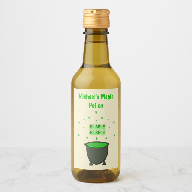 Étiquettes Pour Bouteilles De Vin Cauldron et Bubbling Green Brew Halloween personna (Devant)