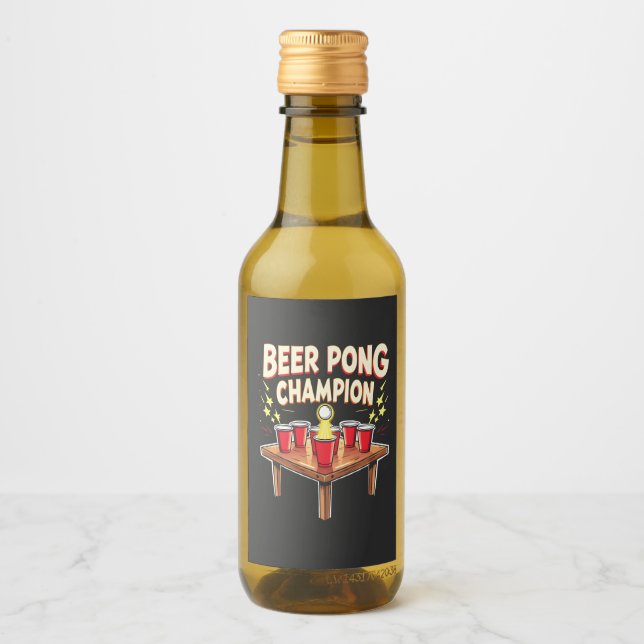Étiquettes Pour Bouteilles De Vin Champion de la bière Pong Ping Pong Boire (Devant)