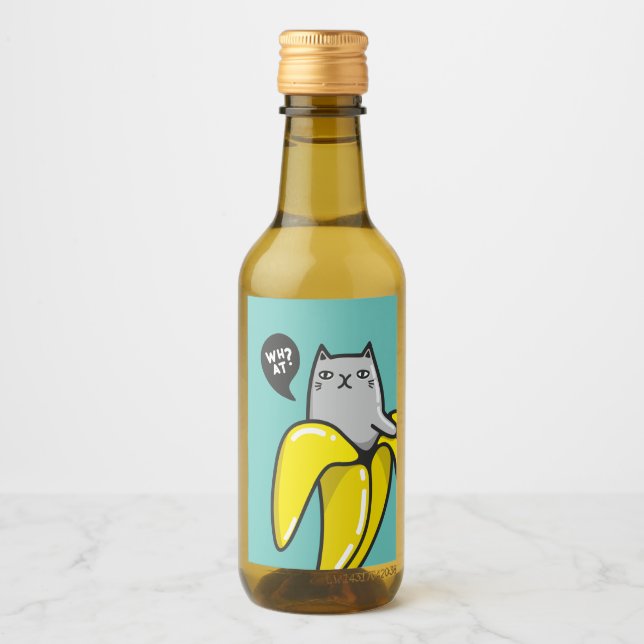 Étiquettes Pour Bouteilles De Vin Chat en banane (Devant)