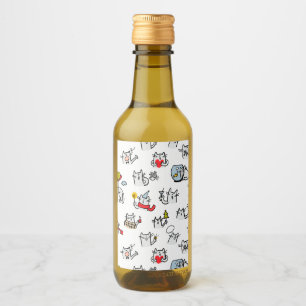 Étiquettes Pour Bouteilles De Vin Chats amusants, lait et magie.