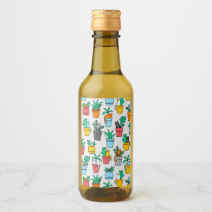 Étiquettes Pour Bouteilles De Vin Chats dans les pots à fleurs