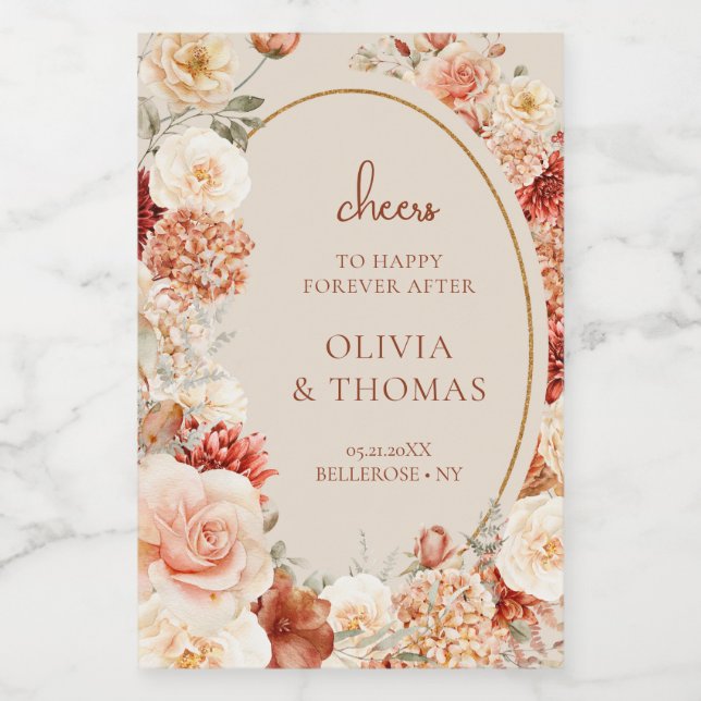 Étiquettes Pour Bouteilles De Vin Chic fleurs d'aquarelle couleurs automne couleur c (Étiquettes simples)