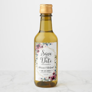 Étiquettes Pour Bouteilles De Vin Chic Rustique Fleurs de Bourgogne Mariage Économis