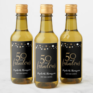 Étiquettes Pour Bouteilles De Vin Cinquante et fabuleux confetti d'or 50e anniversai