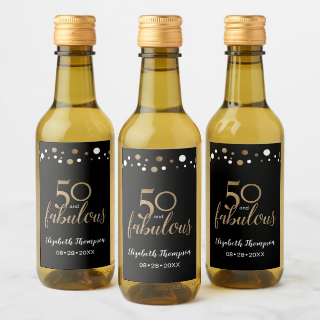 Étiquettes Pour Bouteilles De Vin Cinquante et fabuleux confetti d'or 50e anniversai (Bouteilles)