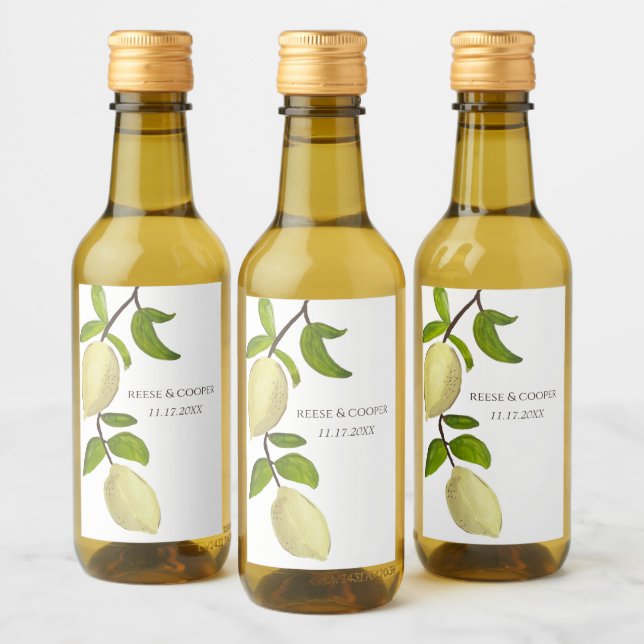Étiquettes Pour Bouteilles De Vin Citrons peints frais Méditerranée moderne (Bouteilles)