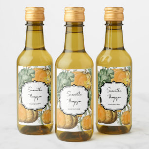 Étiquettes Pour Bouteilles De Vin Citrouilles aquarelles vintage d'automne