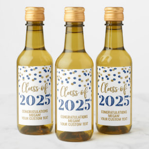 Étiquettes Pour Bouteilles De Vin Classe de Parties scintillant d'or bleu de 2025 Gr