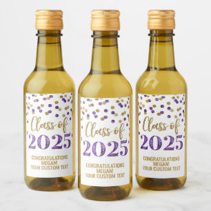 Étiquettes Pour Bouteilles De Vin Classe de Parties scintillant d'or pourpre de 2025