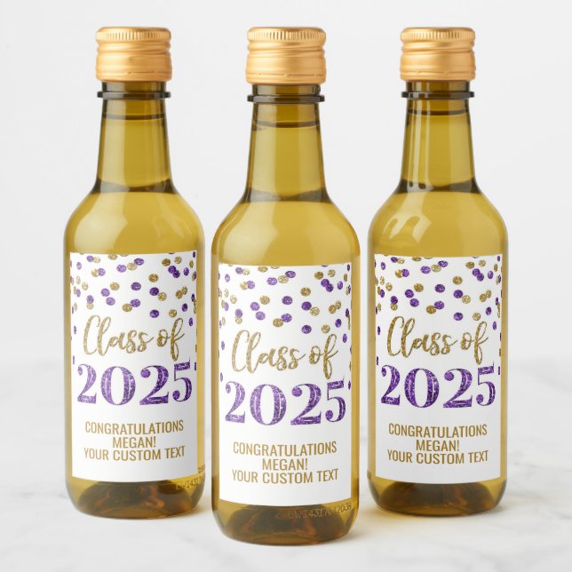 Étiquettes Pour Bouteilles De Vin Classe de Parties scintillant d'or pourpre de 2025 (Bouteilles)
