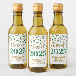 Étiquettes Pour Bouteilles De Vin Classe de Parties scintillant d'or vert de 2025 Gr