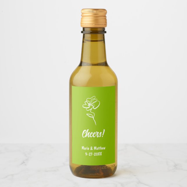 Étiquettes Pour Bouteilles De Vin Classic & Elegant Citrus Green Floral Sketch (Devant)