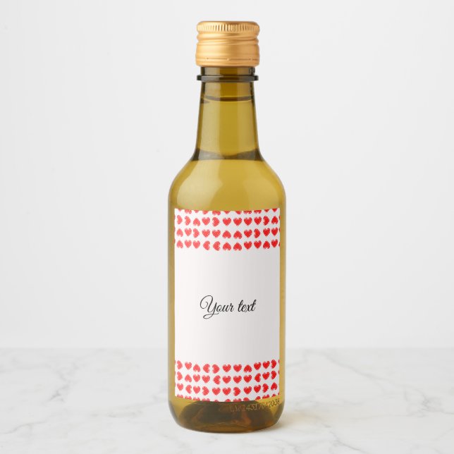 Étiquettes Pour Bouteilles De Vin Coeurs rouges (Devant)