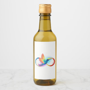 Étiquettes Pour Bouteilles De Vin Colibri arc-en-ciel avec symbole Infinity