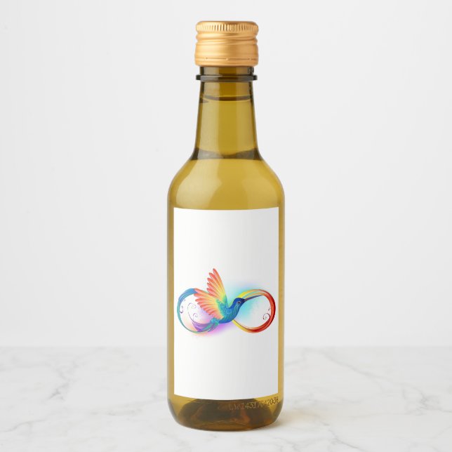 Étiquettes Pour Bouteilles De Vin Colibri arc-en-ciel avec symbole Infinity (Devant)