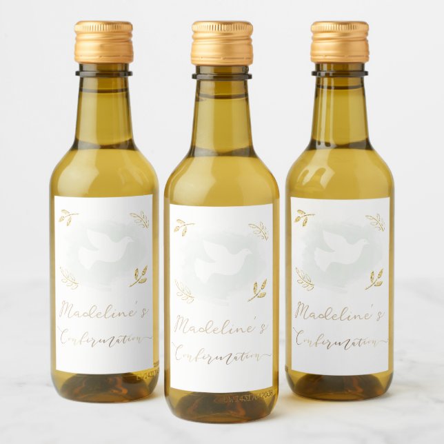 Étiquettes Pour Bouteilles De Vin Confirmation colombe blanche  (Bouteilles)