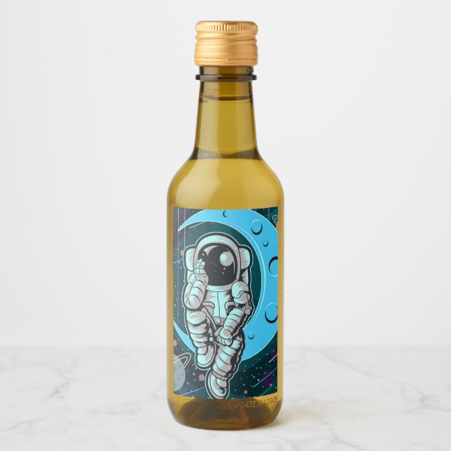 Étiquettes Pour Bouteilles De Vin couleur pleine astronaute (Devant)