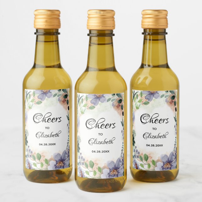 Étiquettes Pour Bouteilles De Vin Couronne de Fleurs Mariage Mini (Bouteilles)