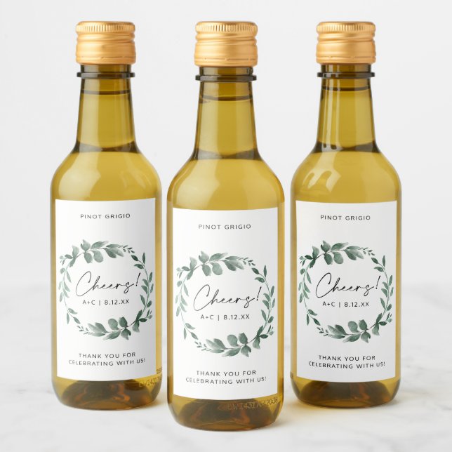 Étiquettes Pour Bouteilles De Vin Couronne de verdure pour douche de mariée (Bouteilles)