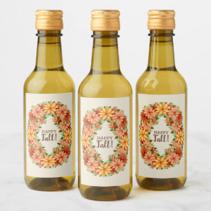 Étiquettes Pour Bouteilles De Vin Couronne florale automnale de feuillage d'automne 