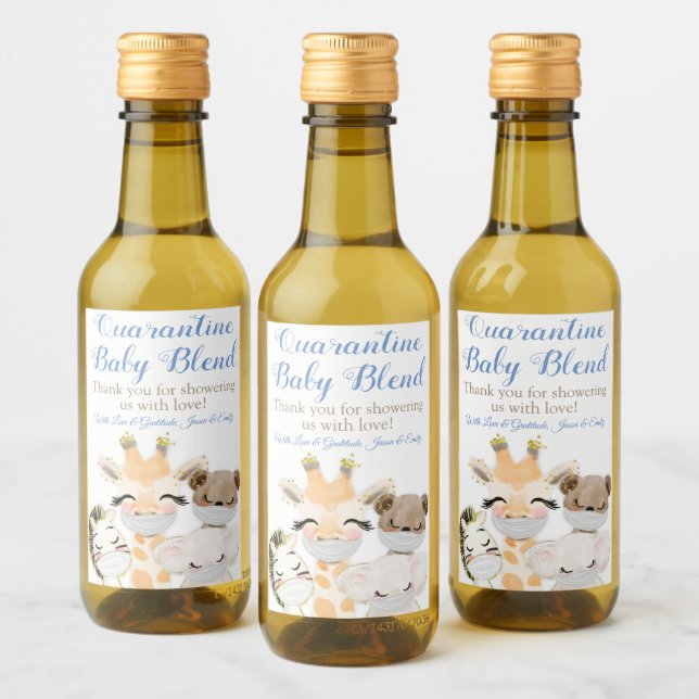 Étiquettes Pour Bouteilles De Vin Covid Safari Animaux Baby shower Mini Vins Étiquet (Bouteilles)