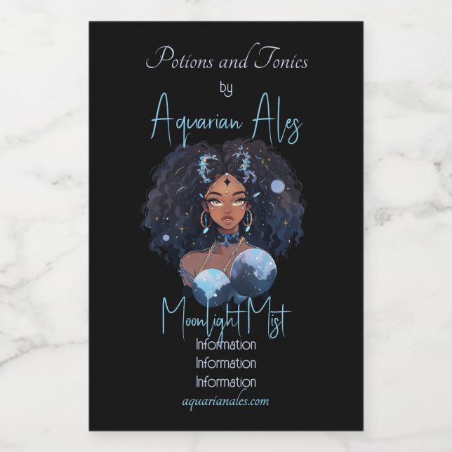 Étiquettes Pour Bouteilles De Vin Create Your Own African American Woman Aquarius (Étiquettes simples)