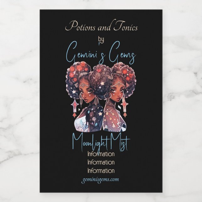 Étiquettes Pour Bouteilles De Vin Create Your Own African American Woman Gemini (Étiquettes simples)