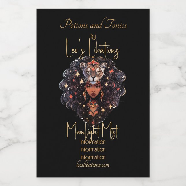 Étiquettes Pour Bouteilles De Vin Create Your Own African American Woman Leo (Étiquettes simples)