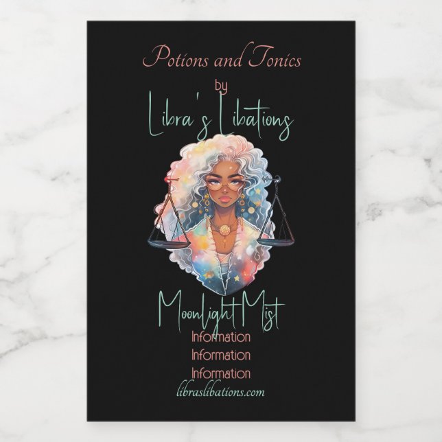Étiquettes Pour Bouteilles De Vin Create Your Own African American Woman Libra (Étiquettes simples)