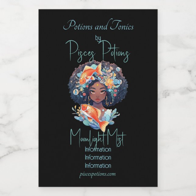 Étiquettes Pour Bouteilles De Vin Create Your Own African American Woman Pisces (Étiquettes simples)