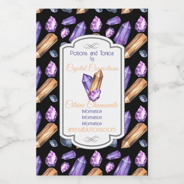 Étiquettes Pour Bouteilles De Vin Créez vos propres cristaux de violet et d'or (Étiquettes simples)