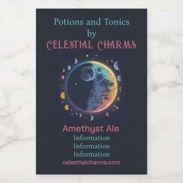 Étiquettes Pour Bouteilles De Vin Créez vos propres lunes arc-en-ciel (Étiquettes simples)